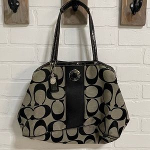 Coach handbag, grey and black, mixed materials